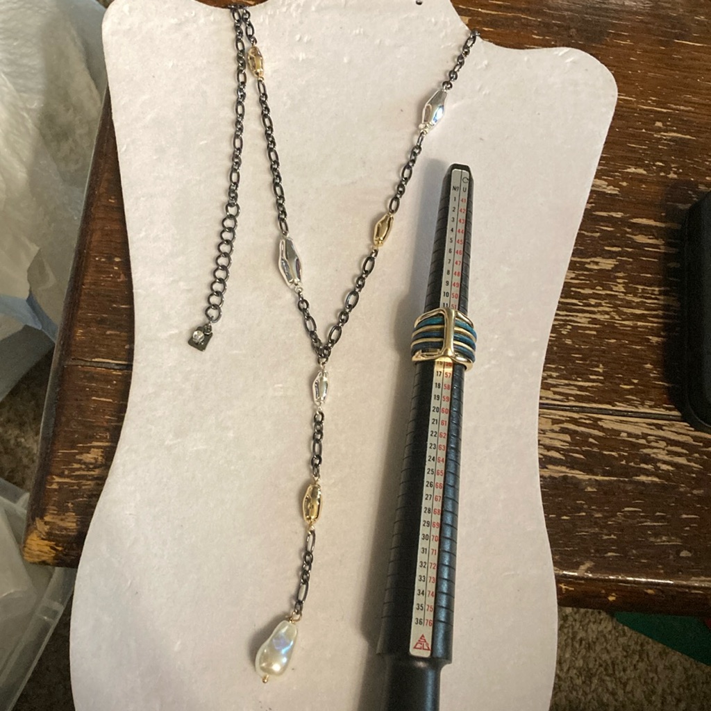 Vintage Rlm Soho Metal Tear Drop Chain Adjustable. Free Ring (Tarnished) Rlm